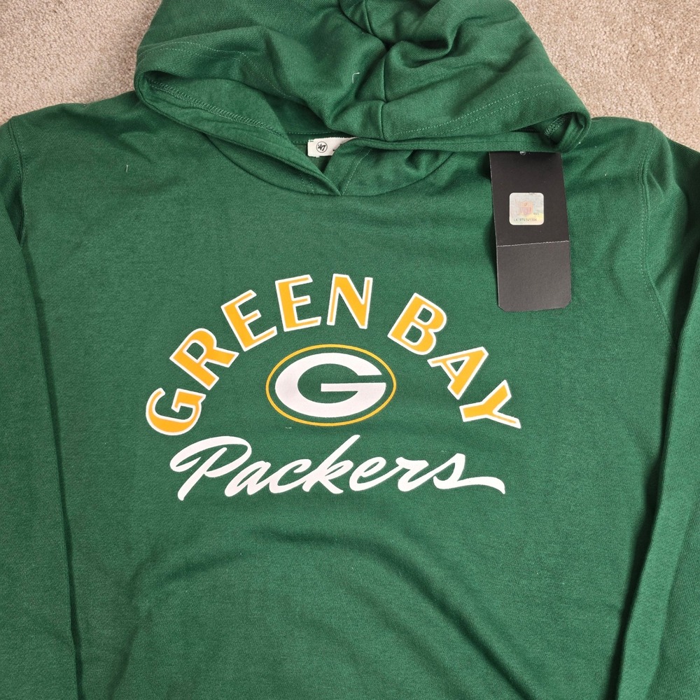 47‎ Brand Green Bay Packers NFL Hoodie Mens 2X Green Pullover Sweatshirt NWT